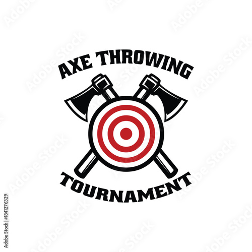 Axe throwing tournament logo circle emblem vector isolated. Best for axe throwing sport related industry