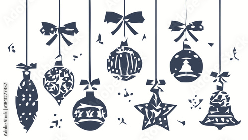 Classic Christmas Ornaments Silhouette Vector Pack with Baubles for Festive Tree Decoration and Holiday Graphics