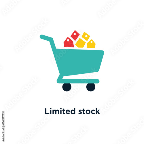 Shopping Cart Filled with Limited Items Representing Scarcity on White