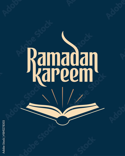 Ramadan Kareem Greeting with Quran and Islamic design
