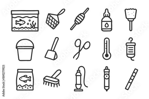 Aquarium care essentials: tools and equipment for fish maintenance.