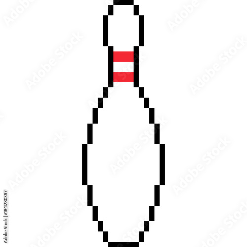 Pixel Bowling Pin Icon, bowling pin skittle isolated