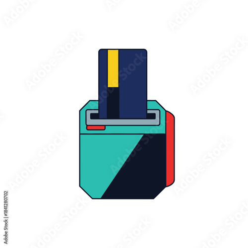 Stylish debit credit card reader transaction terminal point of sale vector