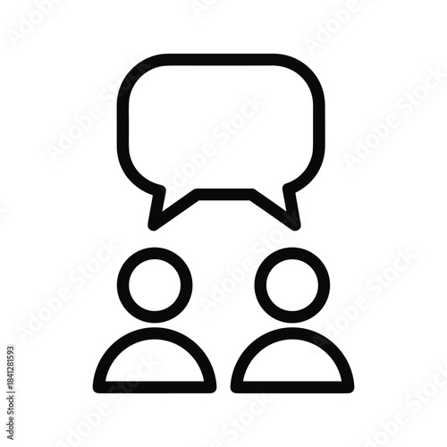 People discussing with speech bubble icon black line design communication and dialogue concept