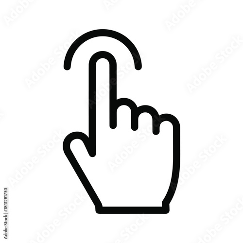 Tapping hand cursor icon representing interaction selection gesture touch screen input or click symbol.