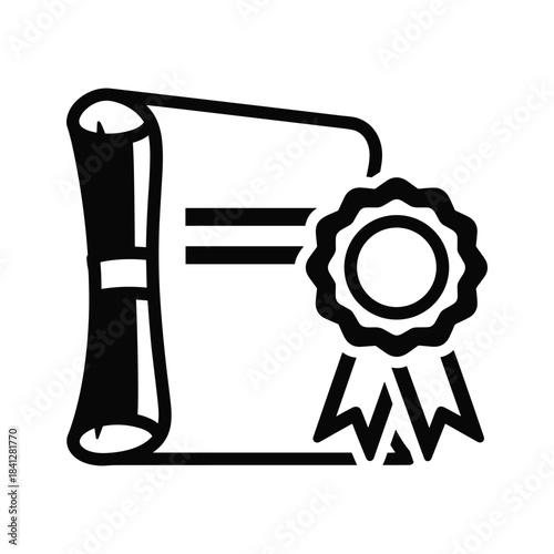 black and white certificate with ribbon clip art preview