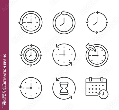 Time rewind line icons - Mini collection and editable stroke series icon