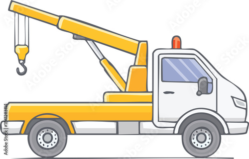 Yellow industrial construction equipment vehicle: a heavy cargo forklift truck isolated on white