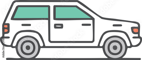 Green cartoon mini delivery van illustration isolated on white background