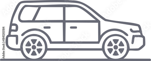 Black vector cartoon car illustration isolated on white background as an automobile transportation icon
