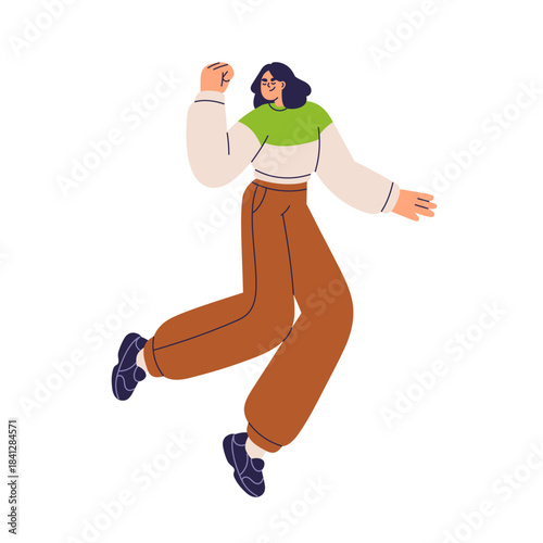 Happy girl celebrating success, rejoicing. Joyful young woman with winning fi...