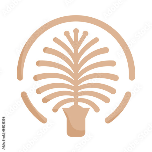Modern isolated symbol of Palm Jumeirah Dubai for travel branding and tourism vector illustration