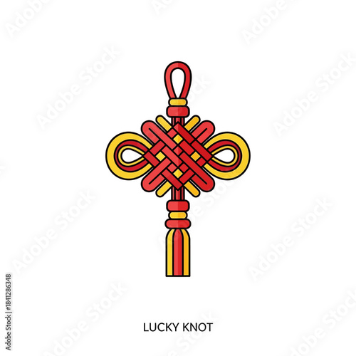 Intricate oriental knotwork design symbolizing fortune and well being