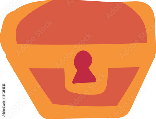 Warm colored orange and brown hand-drawn cozy Christmas, winter, and New Year holiday symbol. Chest