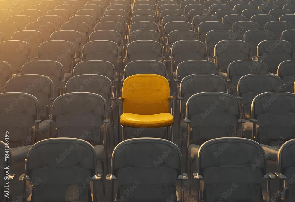 Naklejka premium In a Monochrome Sea: The 3D Rendered Chair that Captures Attention
