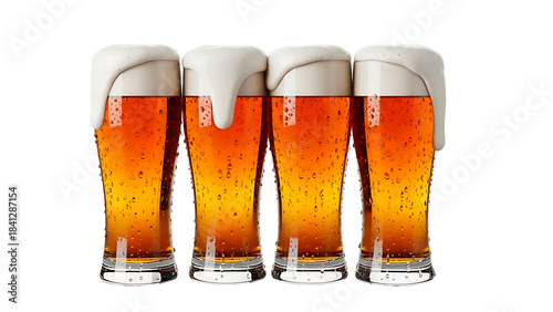  ia generated. Cold, frothy beer in a glass isolated on transparent background