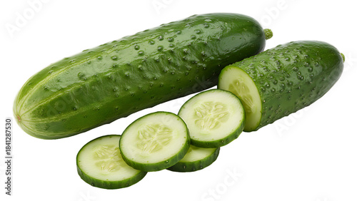ia generated. Sliced cucumber isolated on transparent background
