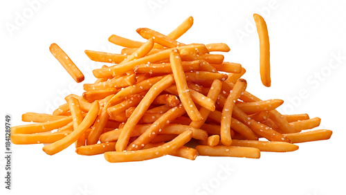 ia generated. Falling french fries isolated on transparent background
