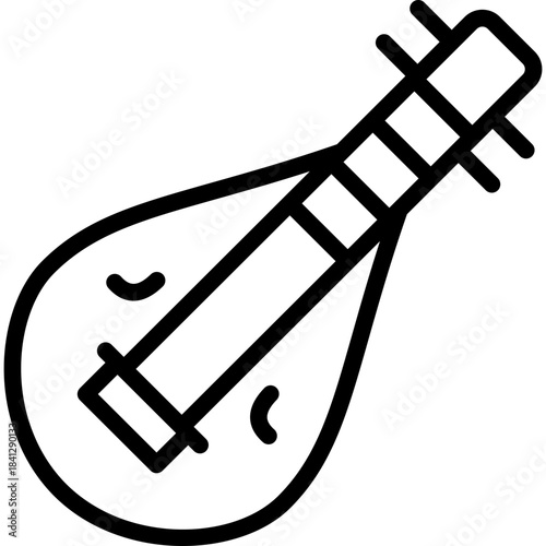 Biwa Music Instrument Icon in Line Style