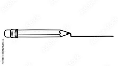 Pencil's Creativity and Expression: A simple pencil, at the ready to draw a straight line, representing the fundamental tools of creativity, design, and ideas