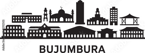 Bujumbura burundi skyline with famous landmarks buildings city silhouette vector illustration