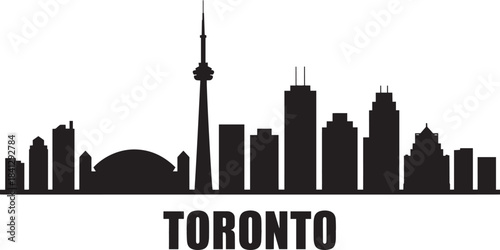Modern toronto canada cityscape silhouette vector illustration famous skyline architecture landmark sketch graphic background