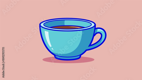 Illustration of a Blue Cup Filled with Dark Liquid.