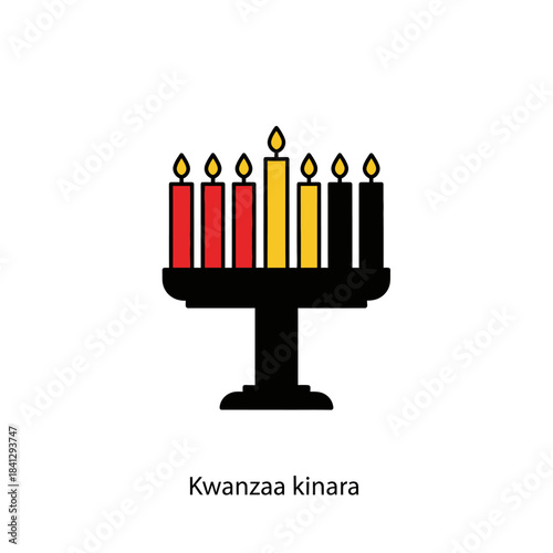 Illustrated kinara with seven candles representing kwanzaa principles