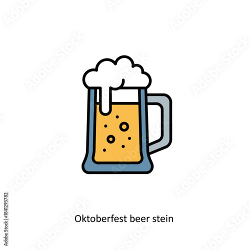 Cartoon depiction of a frothy beer stein suitable for Oktoberfest celebrations
