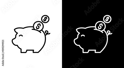 Piggy Bank  With Icon Set Design