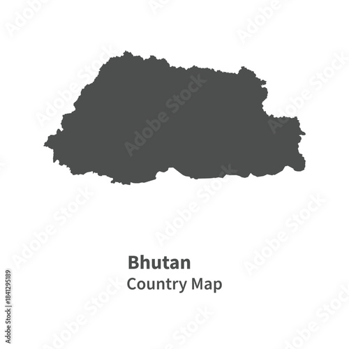 Bhutan Country map Flag illustration on whtie background
