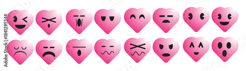 Hearth emotion icons for love or valentine concept