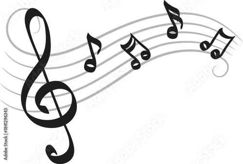 Music note icon .Music notes wave isolated. Musical notes melody on transparent background.Black musical note. Music elements.Simple musical notes sign.Simple musical notes signs and symbol.