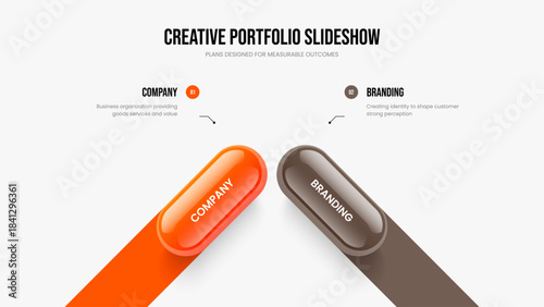 Sales Proposal Two Step Diagram Frame Design. Professional Solution 2 Option Infographic Slideshow Layout. Service Report Presentation Template Vector Illustration.