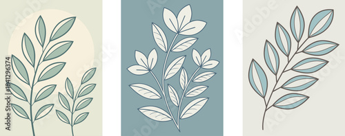 Scandinavian Wall Art Set with Clean Shapes and Soft Cool Tones, Minimal Vector Style Decor Prints for Modern Nordic Home and Contemporary Interior Design