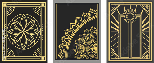 Luxury Abstract Wall Poster Set with Black and Gold Color Palette, Elegant Modern Premium Design for Sophisticated Home and Office Interior Decor