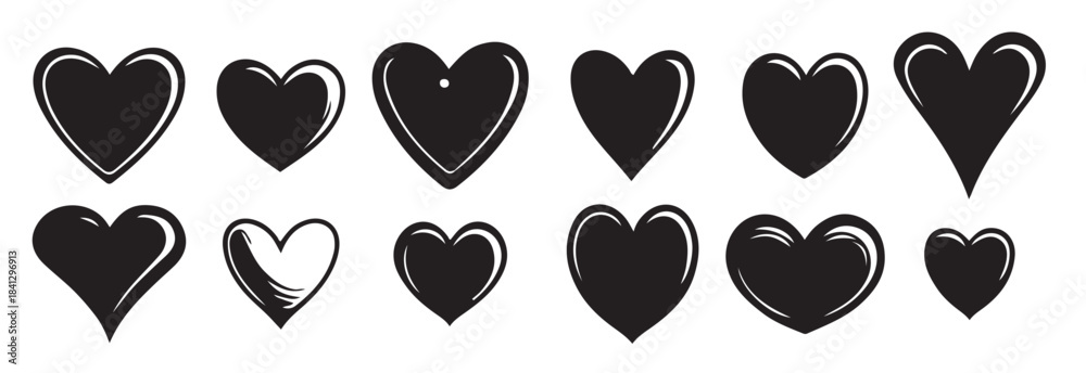 Fototapeta premium hand drawn heart hearts love valentines day doodle scribble