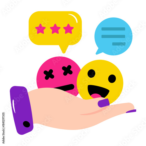 Flat design icon of customer feedback 