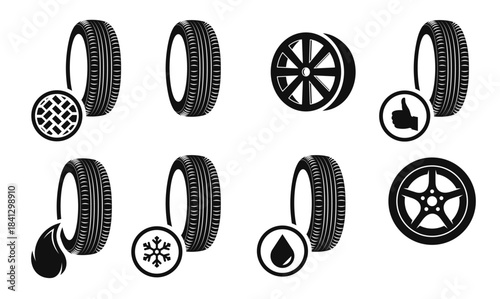 tyre icons set