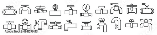 valve water tap faucet and gauge icons