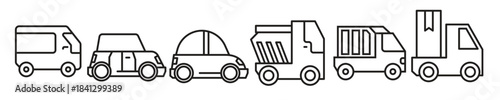 van car and truck line icons