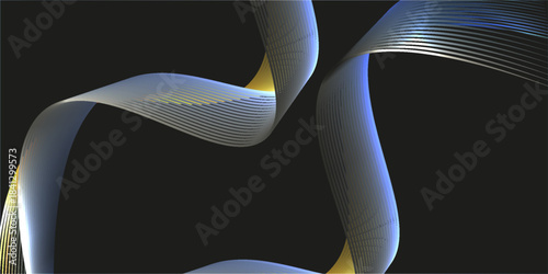 Abstract glass shape on black background, 3d render modern elegant