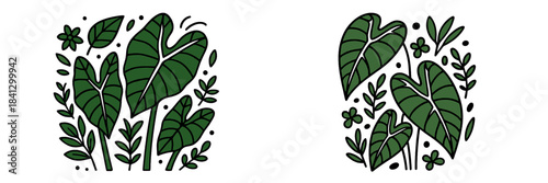 Stylish vector illustration of lush green leaves and plants