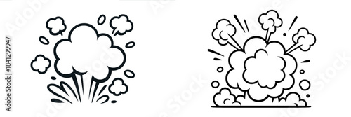 Dynamic explosion effects with smoke clouds in vector illustration