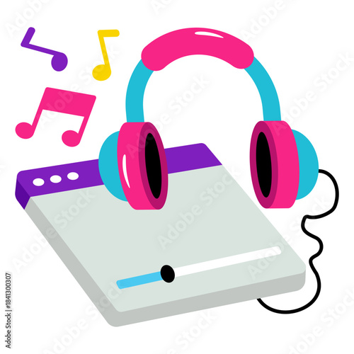 An illustration design of listening music 