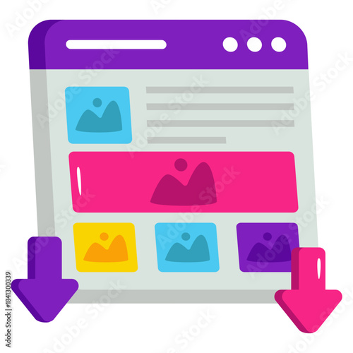 A colored design illustration of web content download 