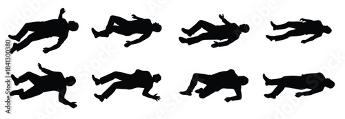 Fallen Human Silhouettes: Unconscious Body Poses in Black