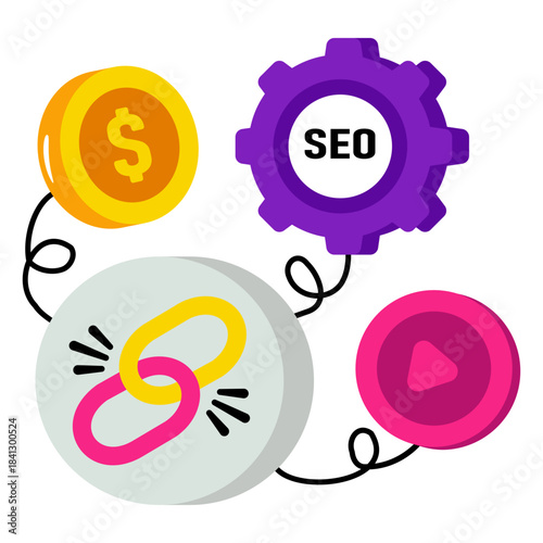 A colored design illustration of paid video 