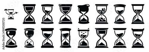 Set of vector silly hourglass  icon in silhouettes