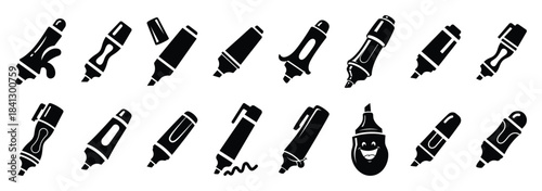 Set of vector silly marker  icon in silhouettes